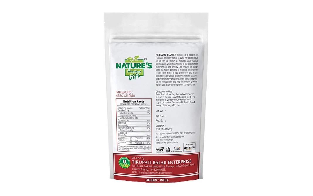 Nature's Gift Hibiscus Flower    Pack  400 grams